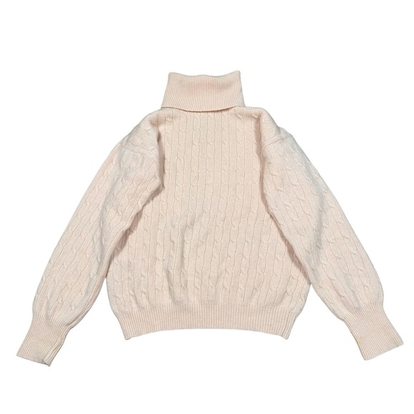 Sutton Cashmere Women's Sweater‎ Beige Cream Cashmere Turtleneck Sz Large - Picture 1 of 13